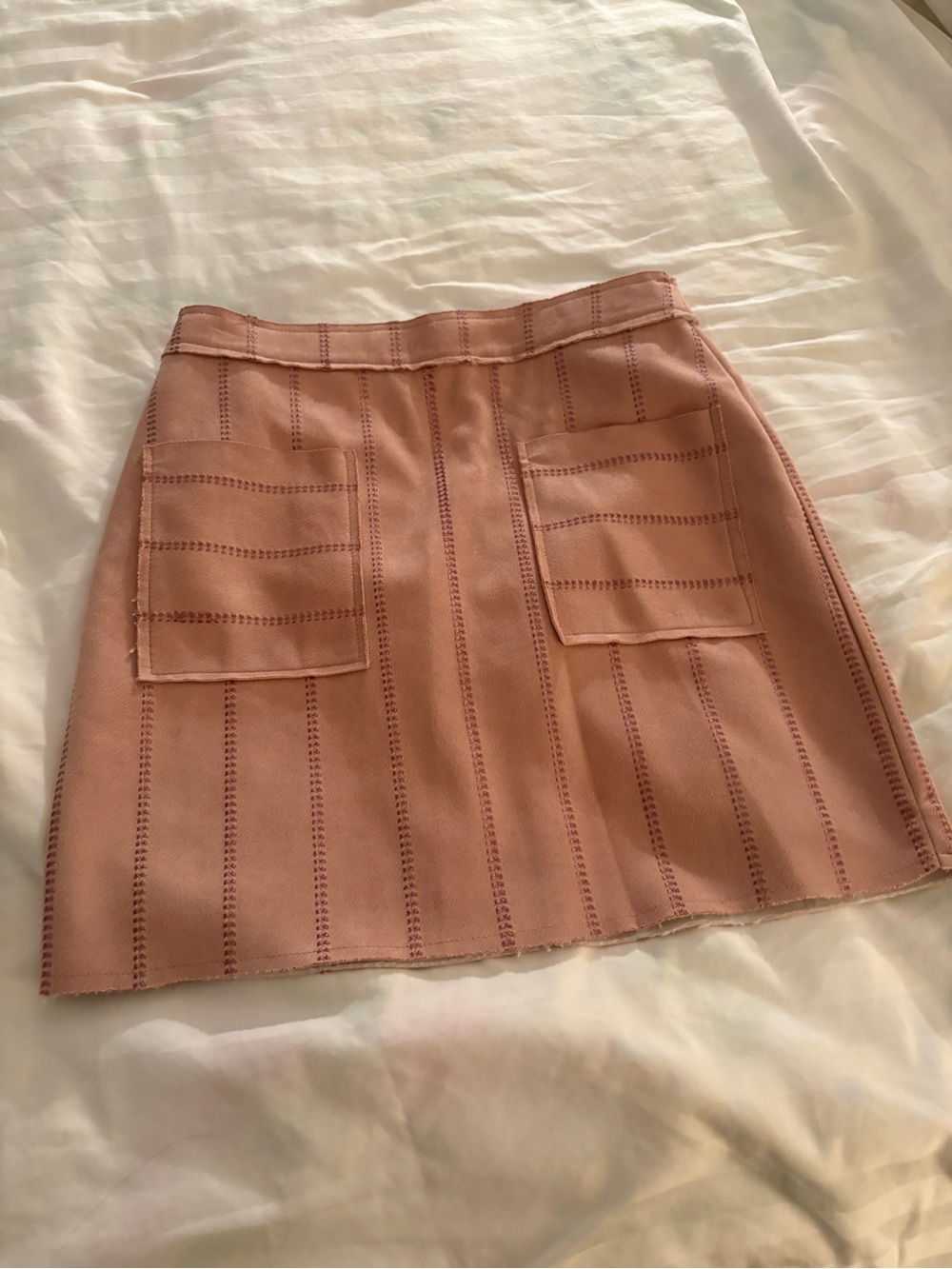 Medium Pink Suede Skirt